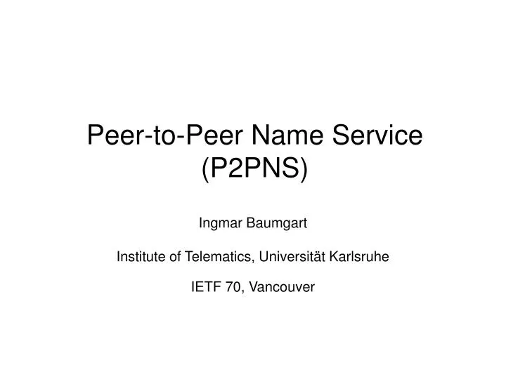 peer to peer name service p2pns