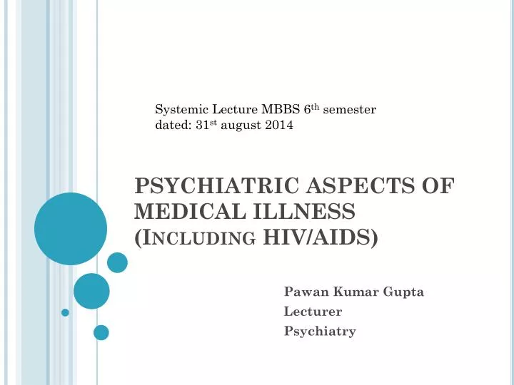 psychiatric aspects of medical illness including hiv aids