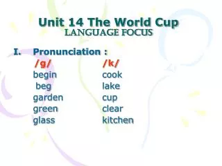 Unit 14 The World Cup Language focus