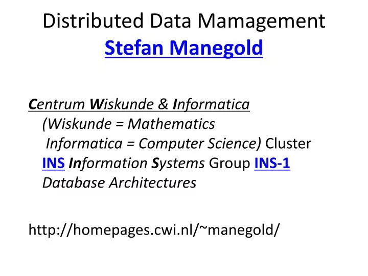 distributed data mamagement stefan manegold