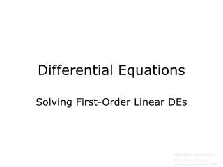 Differential Equations