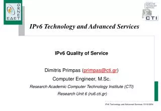 IPv6 Technology and Advanced Services