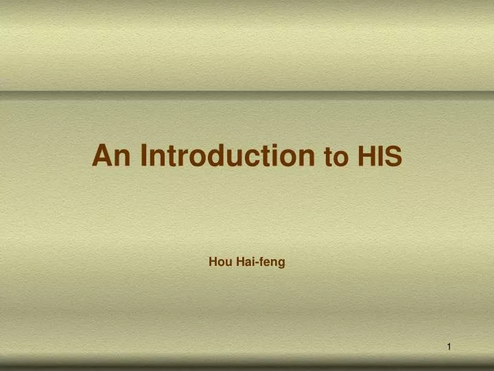 an introduction to his