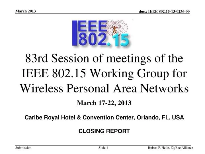 83rd session of meetings of the ieee 802 15 working group for wireless personal area networks