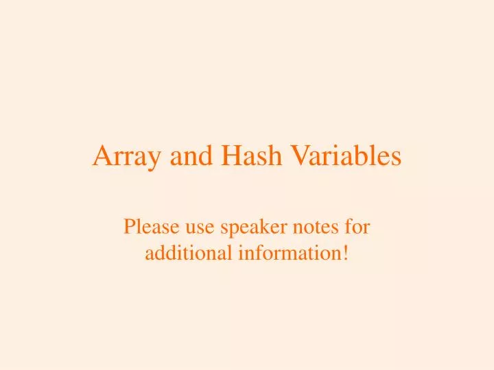 array and hash variables