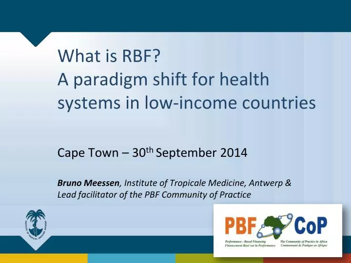 what is rbf a paradigm shift for health systems in low income countries