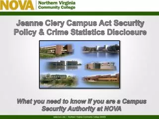 Jeanne Clery Campus Act Security Policy &amp; Crime Statistics Disclosure