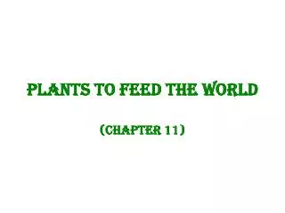 Plants to feed the world