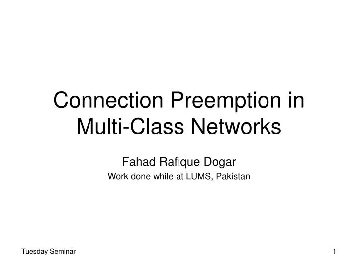 connection preemption in multi class networks