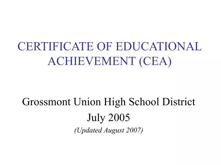 certificate of educational achievement cea