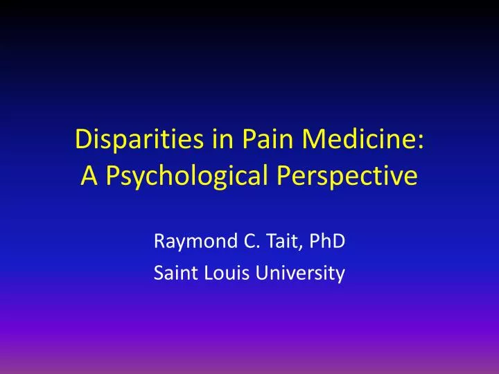 disparities in pain medicine a psychological perspective