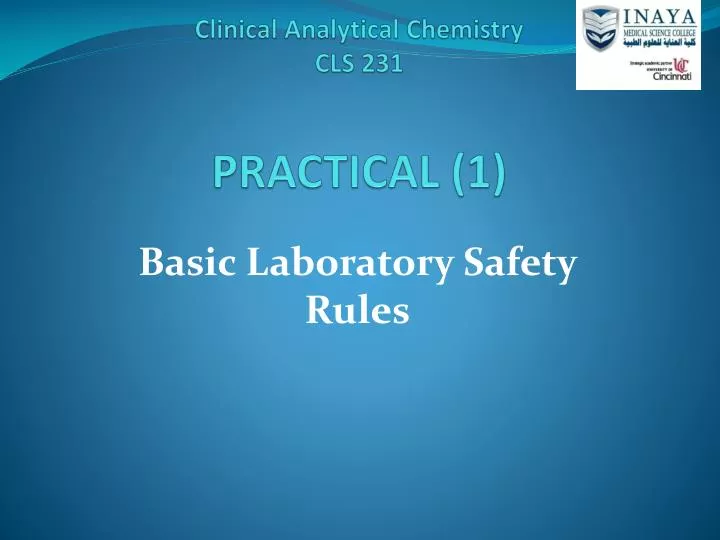 clinical analytical chemistry cls 231 practical 1