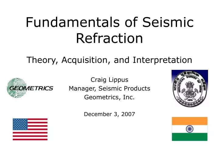 fundamentals of seismic refraction theory acquisition and interpretation