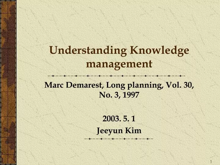 understanding knowledge management
