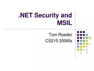 .NET Security and MSIL