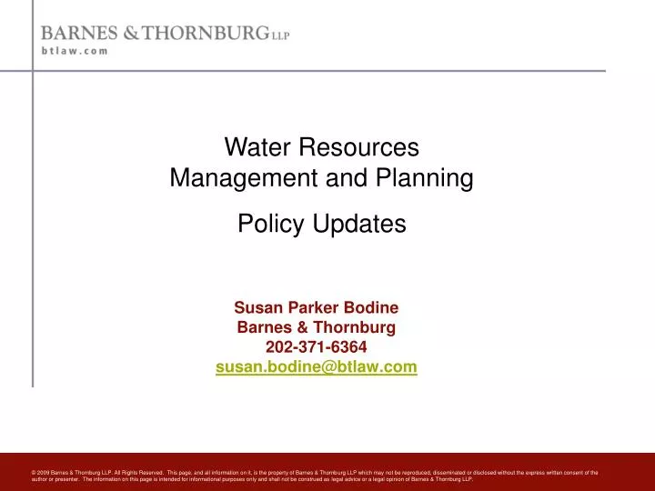 susan parker bodine barnes thornburg 202 371 6364 susan bodine@btlaw com