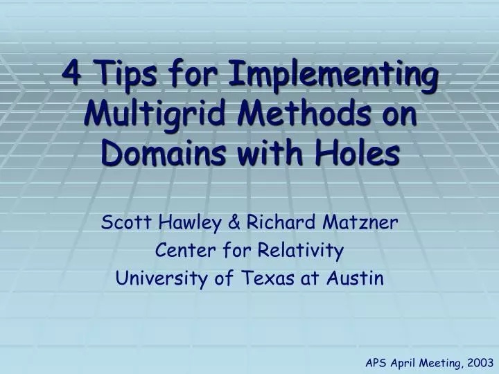4 tips for implementing multigrid methods on domains with holes