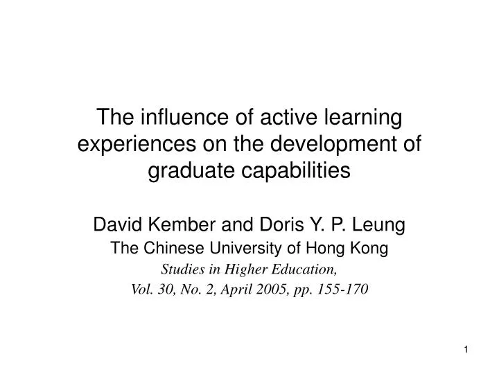 the influence of active learning experiences on the development of graduate capabilities