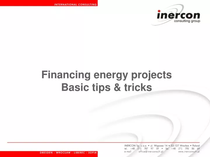 financing energy projects basic tips tricks