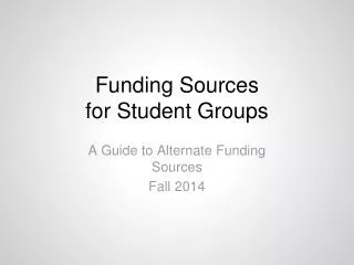 Funding Sources for Student Groups