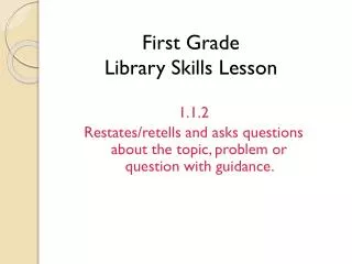 First Grade Library Skills Lesson