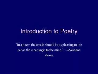 introduction to poetry