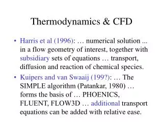 Thermodynamics &amp; CFD