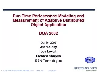 Run Time Performance Modeling and Measurement of Adaptive Distributed Object Application DOA 2002