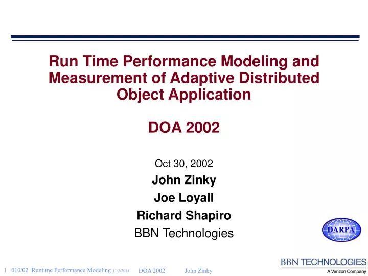 run time performance modeling and measurement of adaptive distributed object application doa 2002