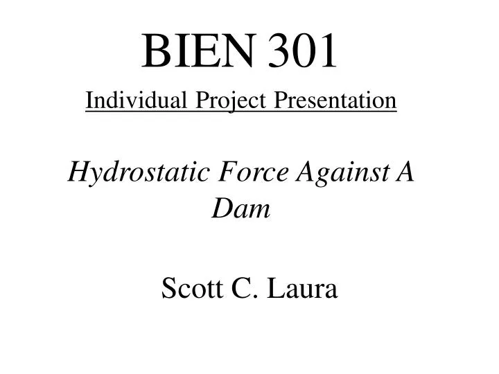 bien 301 individual project presentation hydrostatic force against a dam