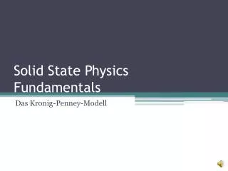 solid state physics fundamentals