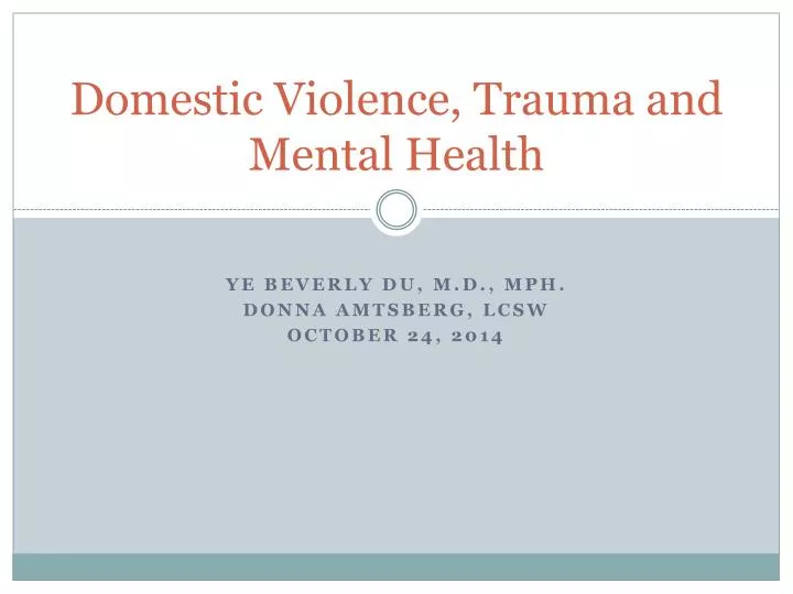 domestic violence trauma and mental health