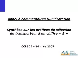 appel commentaires num rotation synth se sur les pr fixes de s lection du transporteur un chiffre e