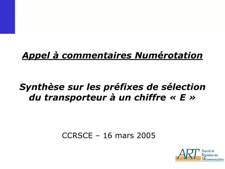 appel commentaires num rotation synth se sur les pr fixes de s lection du transporteur un chiffre e