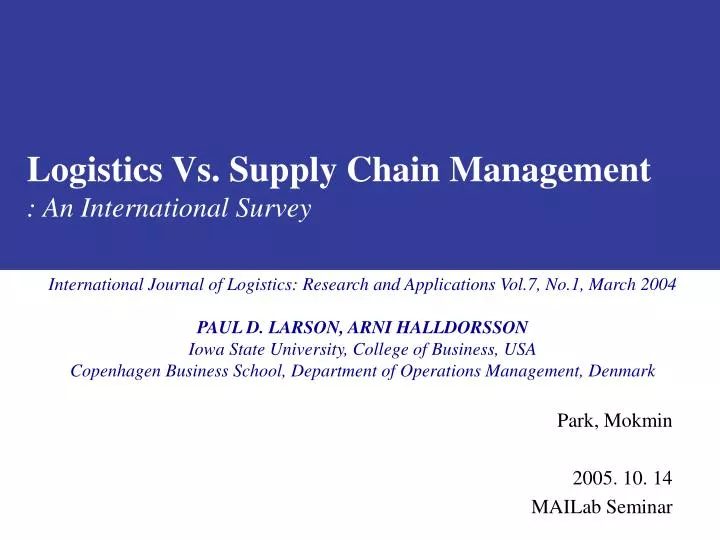 logistics vs supply chain management an international survey