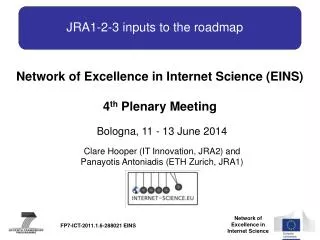 JRA1-2-3 inputs to the roadmap