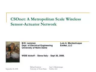CSOnet: A Metropolitan Scale Wireless Sensor-Actuator Network