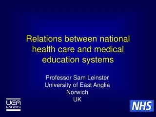 Relations between national health care and medical education systems