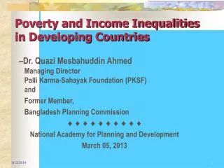 Poverty and Income Inequalities in Developing Countries
