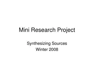 Mini Research Project