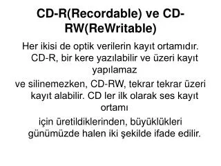 cd r recordable ve cd rw rewritable