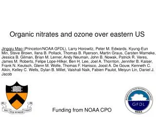 Organic nitrates and ozone over eastern US