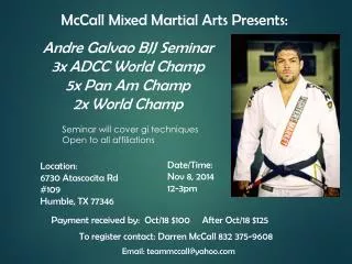 McCall Mixed Martial Arts Presents: