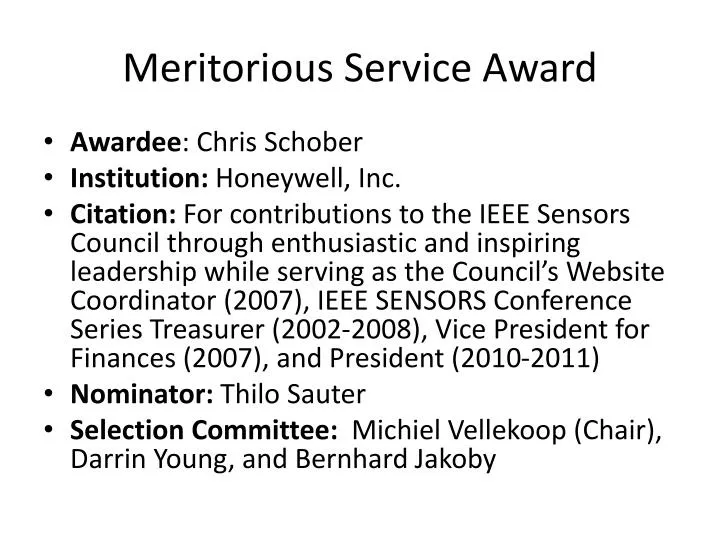 meritorious service award