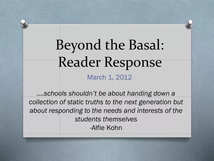 beyond the basal reader response