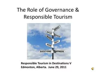 The Role of Governance &amp; Responsible Tourism