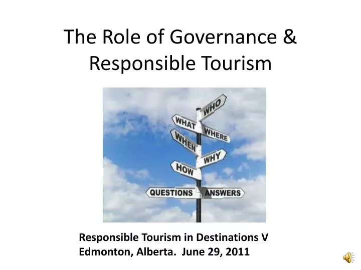the role of governance responsible tourism