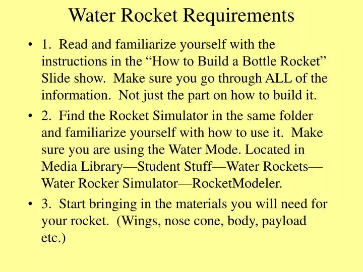water rocket requirements