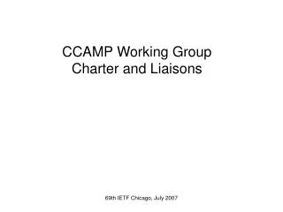 CCAMP Working Group Charter and Liaisons