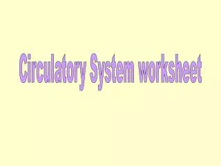 Circulatory System worksheet